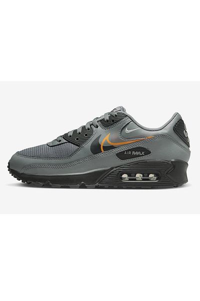 Nike Air Max 90 Gray Men's Sneaker - Genuine Leather,''Multi Swoosh'' Fa23
