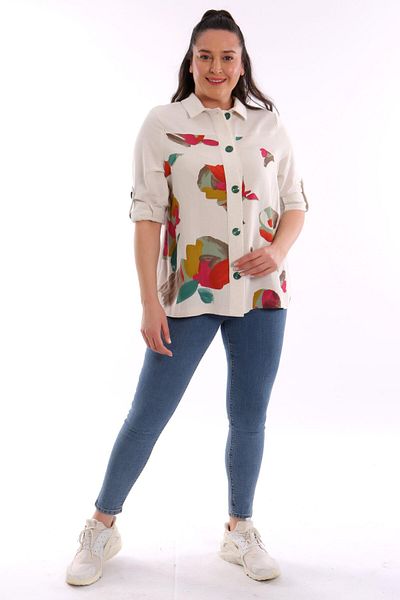 Metpoint Green Large Size Trend42Plus Front Leaf Printed Jacket
