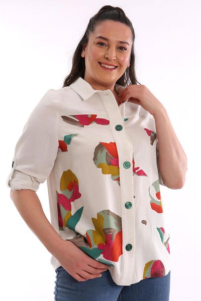 Metpoint Green Large Size Trend42Plus Front Leaf Printed Jacket