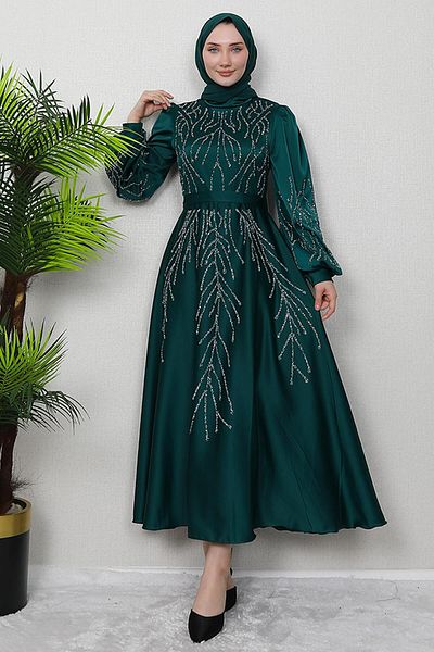 GİYZAMİLA Βραδινό φόρεμα Emerald Steaming Stone