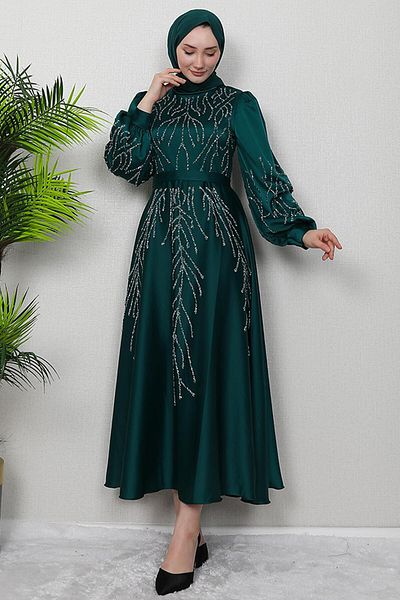 GİYZAMİLA Βραδινό φόρεμα Emerald Steaming Stone