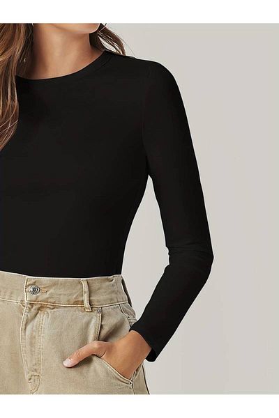 LADY HAZAL Μαύρο Slimfit Body - Soft Touch Interlock Αθλητικό Στυλ Ποδηλασίας Fitness