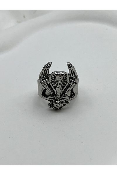 Yıldız Accessory Unisex Adjustable Steel Cobra Double Cylinder Motor Vintage Gothic Cosplay Ring