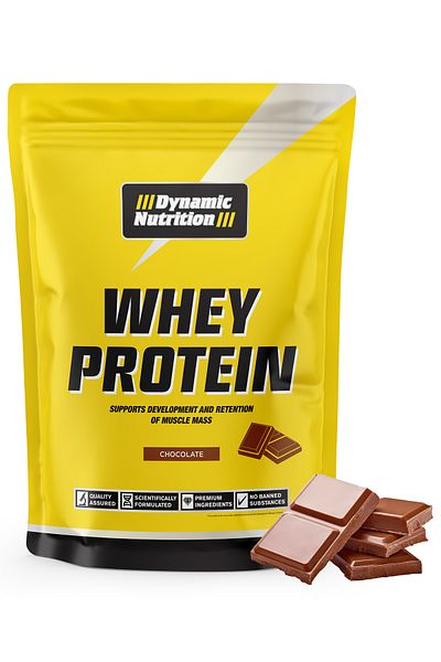 Dynamic Nutrition High Protein Whey Protein Powder - 420 g - Chocolate Flavored Shaker Gift - 14 Serving