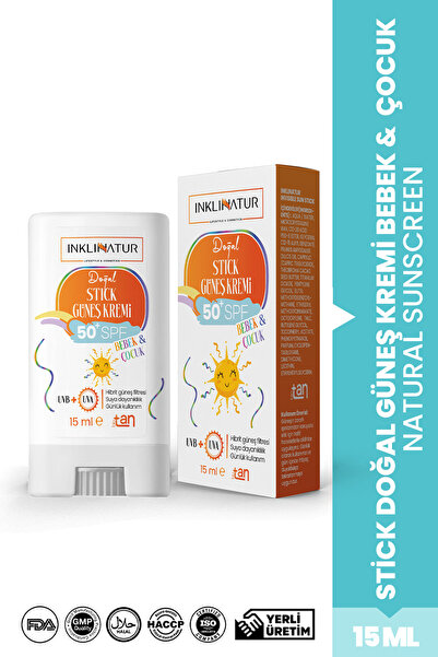 INKLINATUR LIFESTYLE & COSMETICS Bebek Ve Çocuklar Için Spf 50 Doğal Stick Gü...