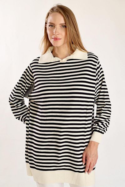 Rays 5345 Ecru Polo Neck Slim Line Tunic