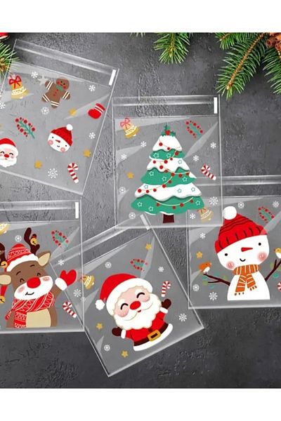 SOUL BY A&B Set of 5 Christmas Gift Bags 10X10 cm Santa Claus Deer Pine Tree New Year Gift Bags