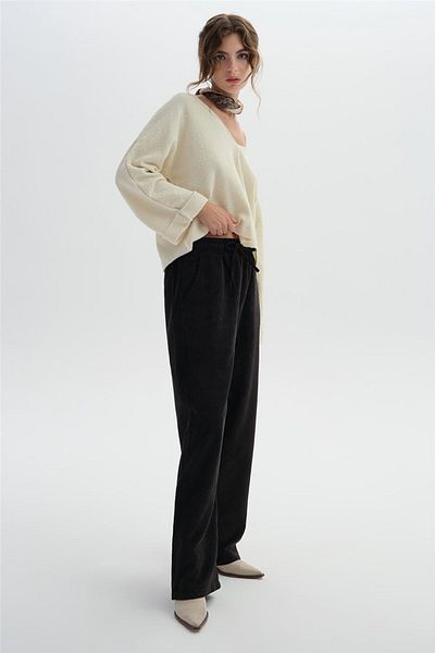 SHERIN Anthracite Velvet Ribbed Trousers