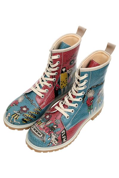 Dogo Women's Vegan Leather Multicolored Long Boots - Party Design