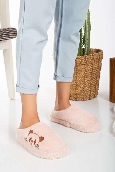 Slipcat Λούτρινες γυναικείες παντόφλες σπιτιού - Αδιάβροχη χοντρή σόλα με λεπτομέρεια προίκας και δέματος