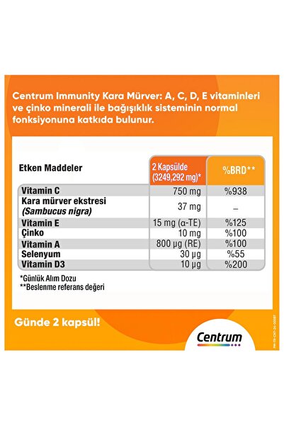 Centrum Immunity Kara Mürver Multivitamin 60 Kapsül