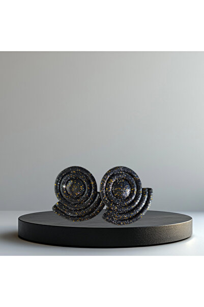 Lu Atelier نيبولا - تصميم حلزوني مصنوع يدويًا من البوليمر اللامع باللونين الأ...