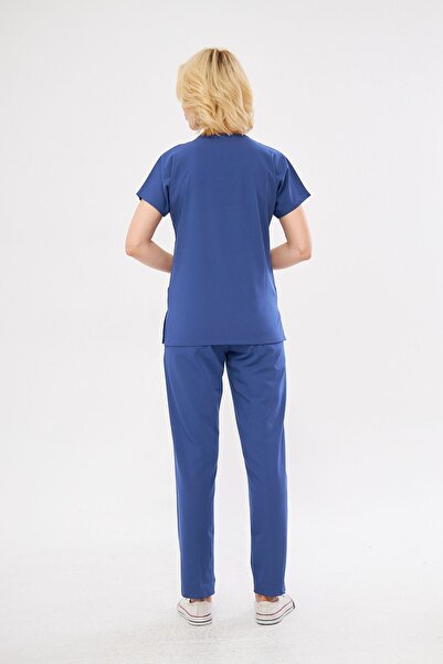 Class Üniforma Fırtına Mavi Likralı Unisex Yarasa Kol Hemşire Ve Doktor Forması Takımı Scrubs Hastane Üniforması