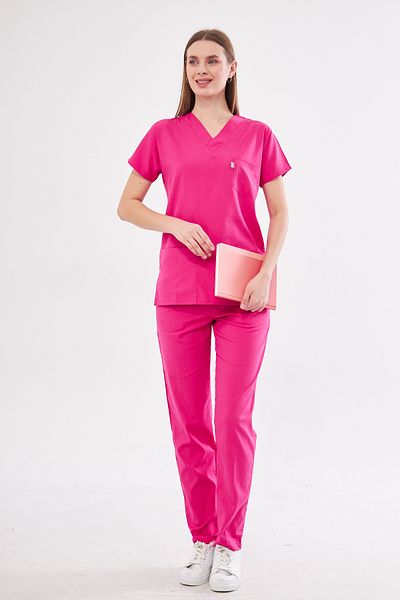 Class Üniforma Φούξια Unisex Scrubs - Μανίκι νυχτερίδας, Lycra Nurse and Doctor Kit