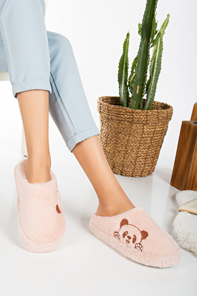 Slipcat Λούτρινες γυναικείες παντόφλες σπιτιού - Αδιάβροχη χοντρή σόλα με λεπτομέρεια προίκας και δέματος