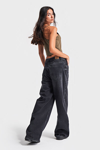 its basic Sötét füstölt női farmernadrág - szuper táskás szabású, 100% Koton farmer 2w41