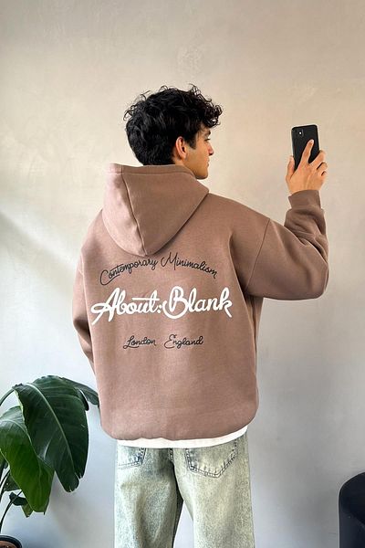 Flaw Wear About Blank Printed Brown Oversize Hoodie