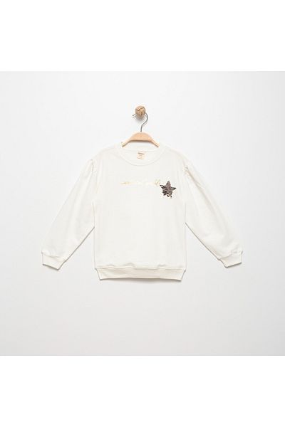 Divonette Long Sleeve 100% Cotton Girl's Sweat with Star Detail