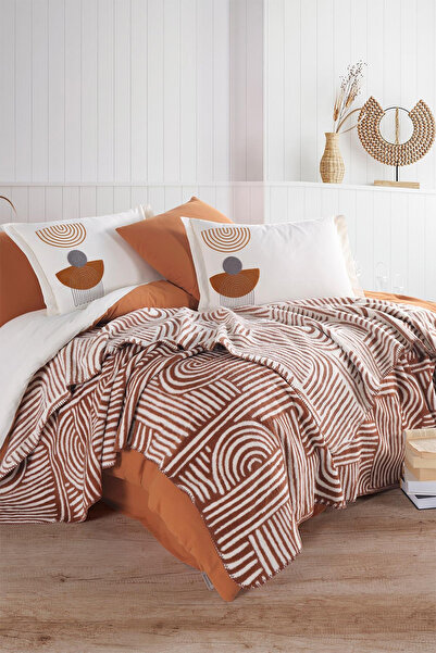 İyi Geceler İstanbul Good Night Istanbul Babylon Tile Double 100% Cotton Duvet Cover and Blanket Set