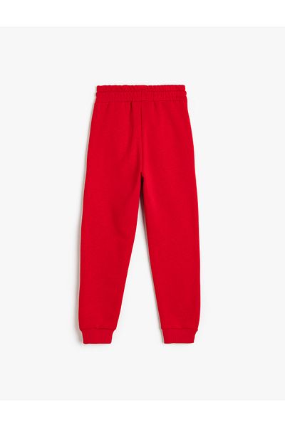 Koton Jogger Sweatpants Tie Waist Print Detailed Raised