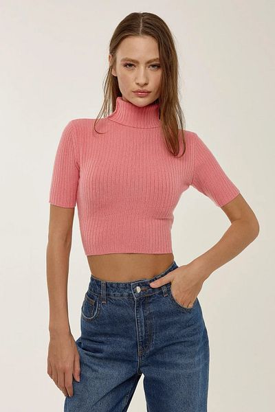 Hiccup Πλεκτό Crop Top με λεπτή εφαρμογή με ψηλό γιακά
