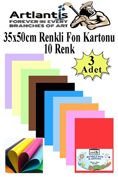 Artlantis Fon Kartonu 10 Lu 35x50 Cm 3 Paket Artlantis 10 Renk Fon Kartonu 35...