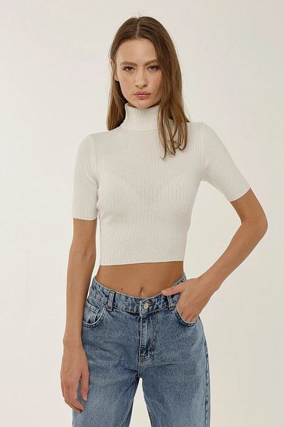 Hiccup Πλεκτό Crop Top με λεπτή εφαρμογή με ψηλό γιακά
