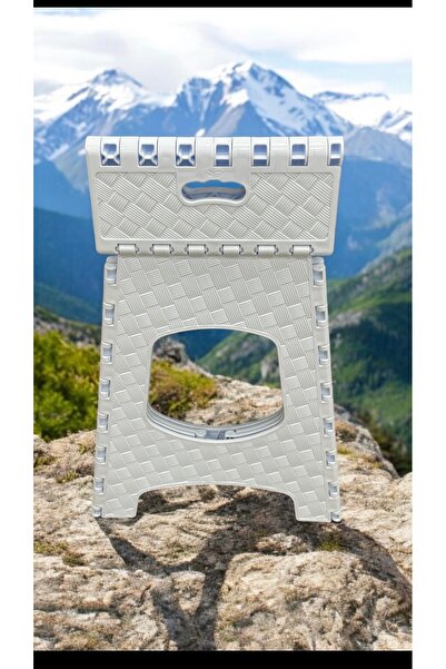 LeesHome Taşınabilir Katlanır Beyaz Tabure Büyük Boy Sandalye 50x25x22,5