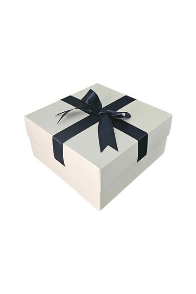 HEDİYEDİYE White Navy Gift Box with Ribbon - Empty