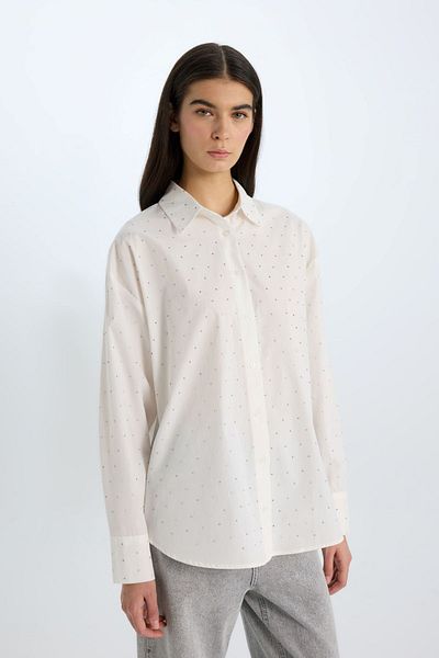 DeFacto Oversize Wide Fit Poplin Long Sleeve Shirt B6604Ax24Wn