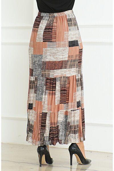 sefamerve Fusta țigănească cu straturi largi, mărime mare 3165D-03 cremă