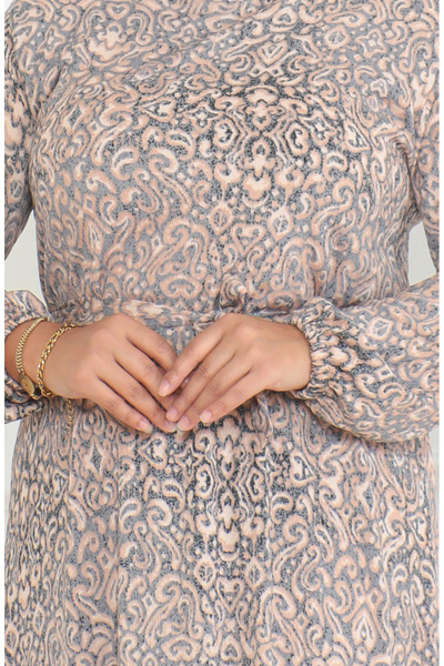 sefamerve Epos vzorované zavinovací šaty 46-56 Velikost 4571İ-02 Šedá