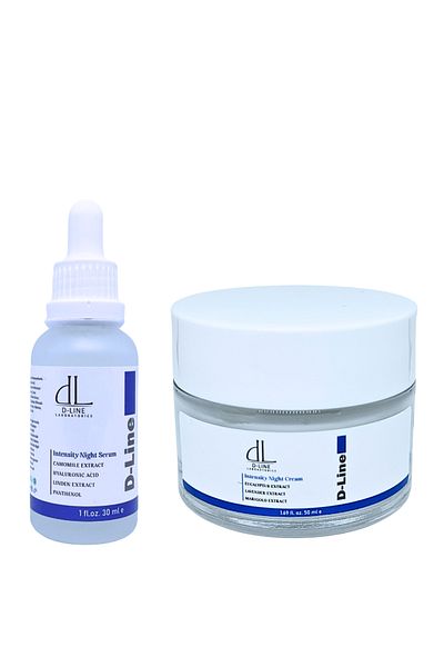 dl d line laboratories Anti Aging Skin Renewal Set - Night Cream and Serum, Skin Repair, Age