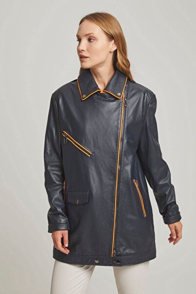 iKiGAi the city Dunkelblauer Ledermantel