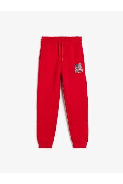Koton Jogger Sweatpants Tie Waist Print Detailed Raised