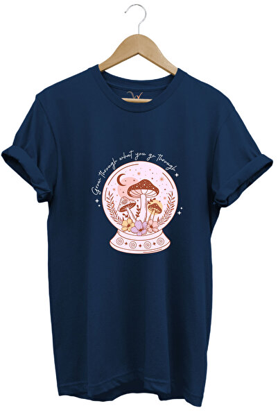 WİDİ Vintage retro sfera od pečurke Štampano okrugla kragna T-shirt - 100% pa...
