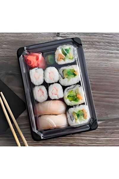 GİZPAK Sushi Kabı Plastik Servis Seti Büyük 13x21cm 400 ADET