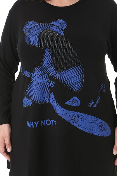 XL Modam Women's Black Print Plus Size Tunic