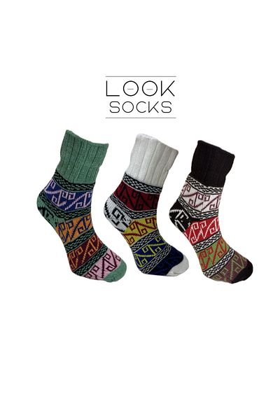 LOOKSOCKS Чорапи Look Унисекс Ръчно Плетени Многоцветни Вълнени Чорапи Look 3 Чифта