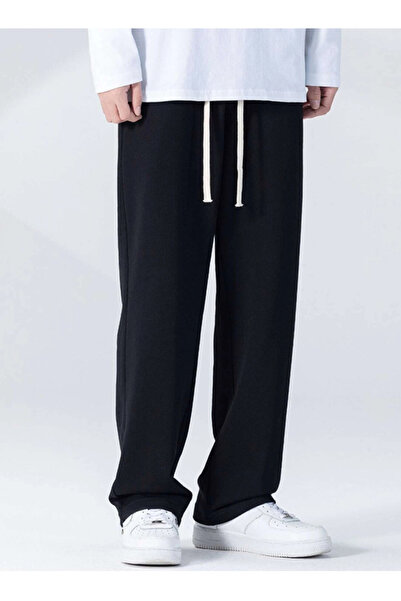 yx yustex sport Pantaloni de trening negri pentru bărbați, largi, cu croială ...