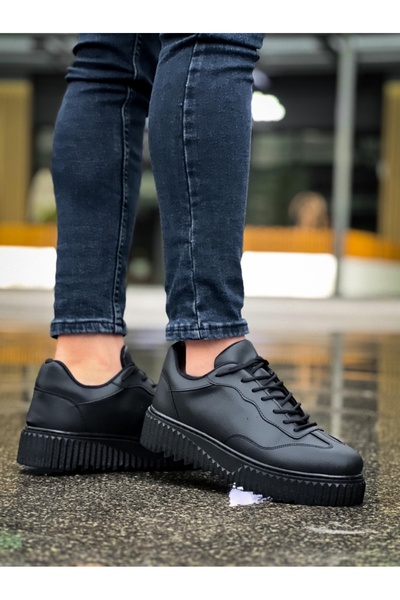 BOA Ba0802 Boa Black Color Black High Sole Men's Casual Shoes