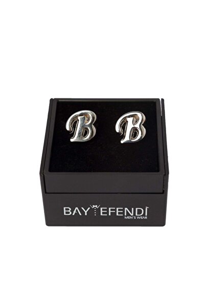 BAYEFENDİ Kişiye Özel Çift Harfli Gümüş Renk Kol Düğmesi B Harfi