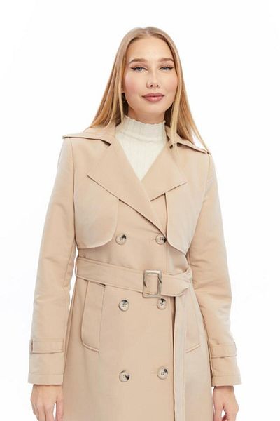 Jamila Long Length Trench Coat with Buttons and Belt