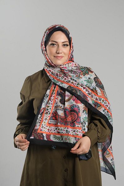 Giverny Ethnic μοτίβο πλακιδίων Βαμβακερό σάλι - Ψηφιακή εκτύπωση, κομμένες ίνες 202114 _05