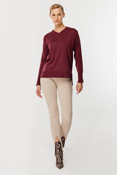 accort V Yaka Basic Triko Kazak-BORDO