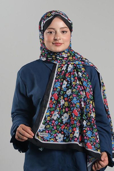 Giverny Şal cu model Baby Blue Fibră tăiată Floral din bumbac imprimat digital 202113 _11