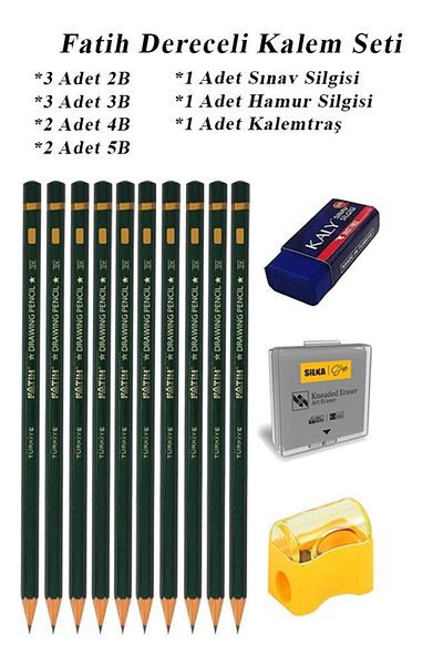 Artlantis Art Marker Fatih Graduated Pen Set Charcoal Set 2B 3B 4B 5B Set of 13 Exam Eraser and Dough S