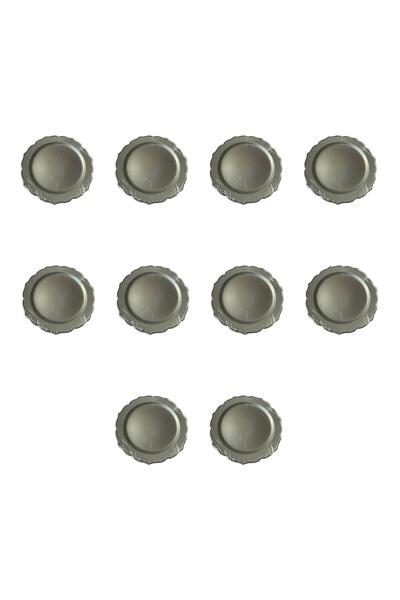 omeyva Davet Doğum Günü Parti Sert Plastik Yuvarlak Mika Tabak - 18 Cm. - Gri...