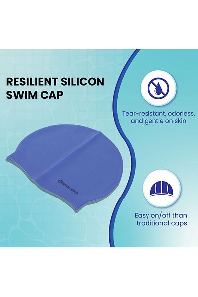 Endless Classic Silicon Swimming Cap | Waterproof | Elastic For Long/short Hair | Blue | Unisex