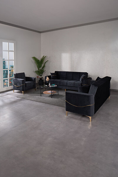 Kilim Mobilya Vogel Koltuk Takımı 3+3+1 Siyah